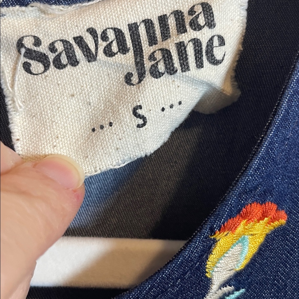 Savanna Jane chambray Dress with Colorful Embroidery - Picture 4 of 8